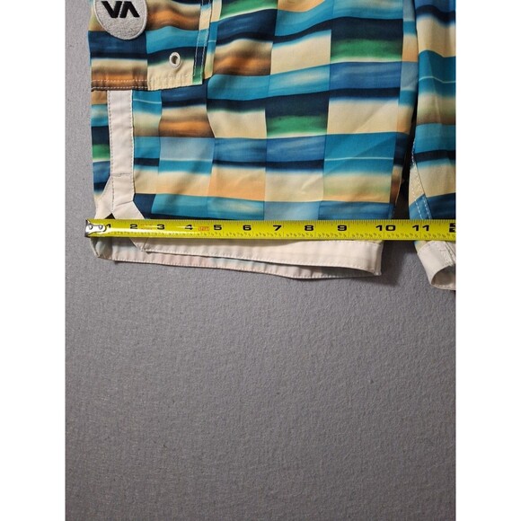 RVCA Danny Fuller Blue Multi Colorblock Unlined Swim Trunks Board Shorts 30 X 9 - Picture 4 of 9